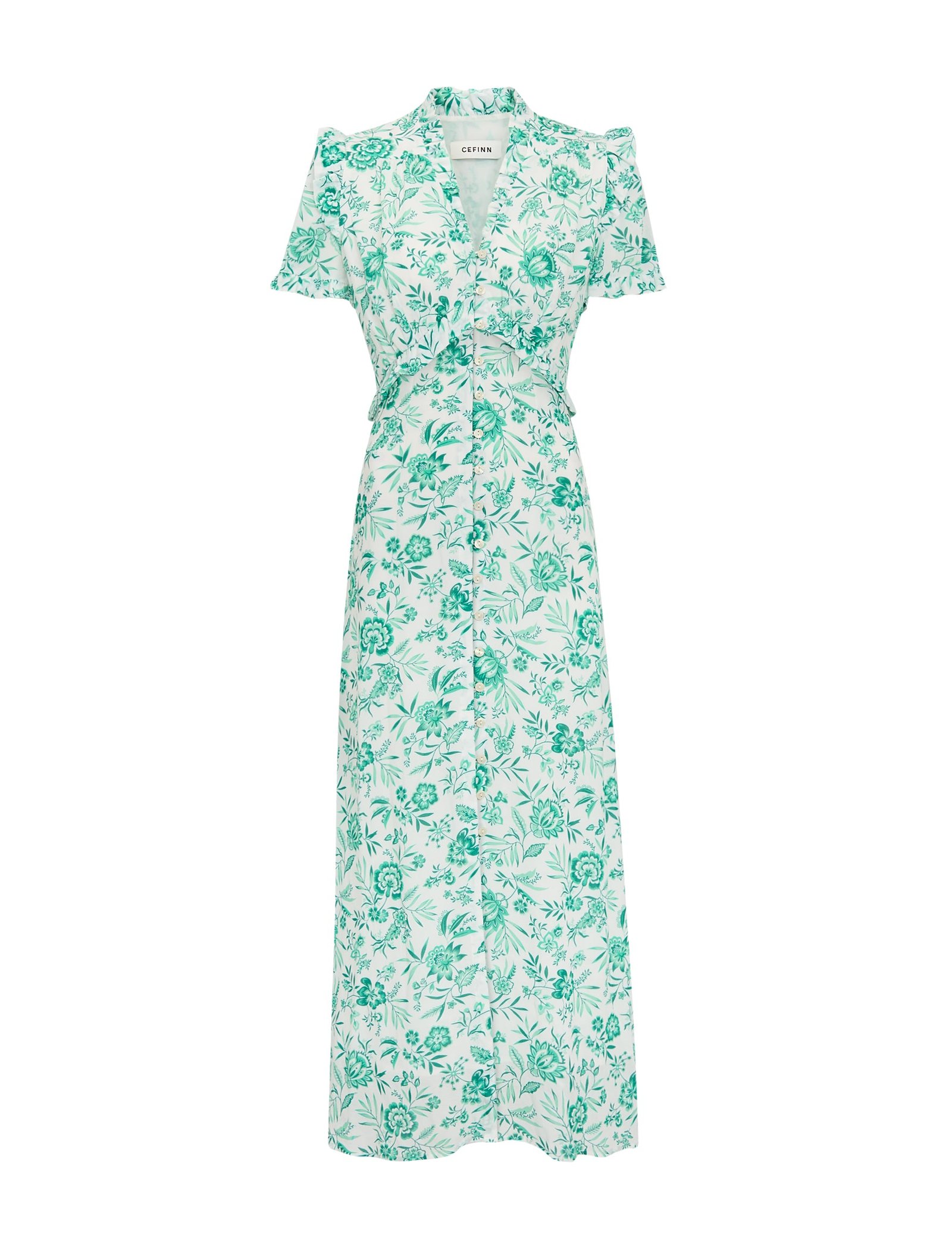 Liliana Cotton Blend Maxi Dress - Green Palm Floral Print - Image 14
