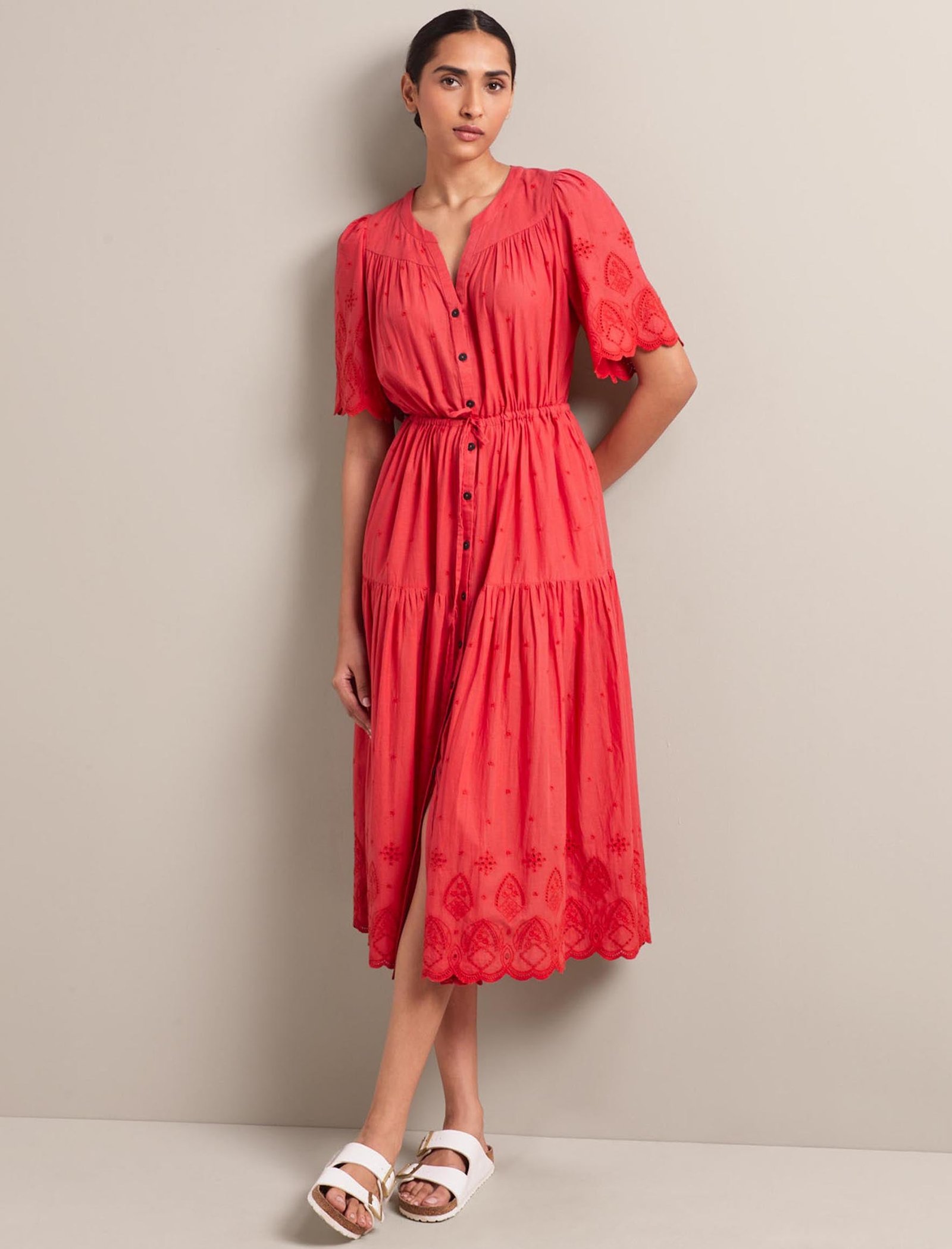 Nicole Organic Cotton Maxi Dress - Coral - Image 7
