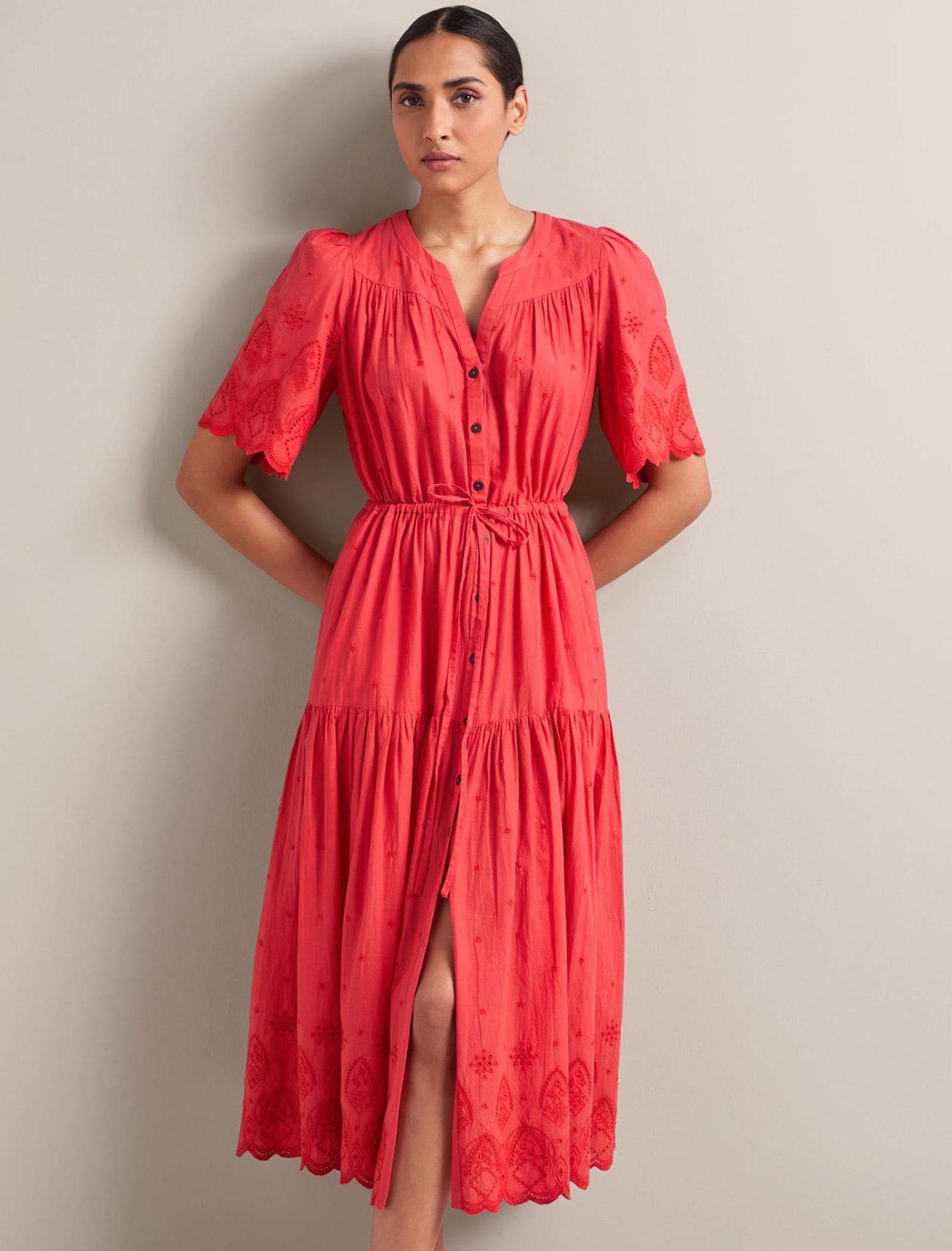 Nicole Organic Cotton Maxi Dress - Coral - Image 6